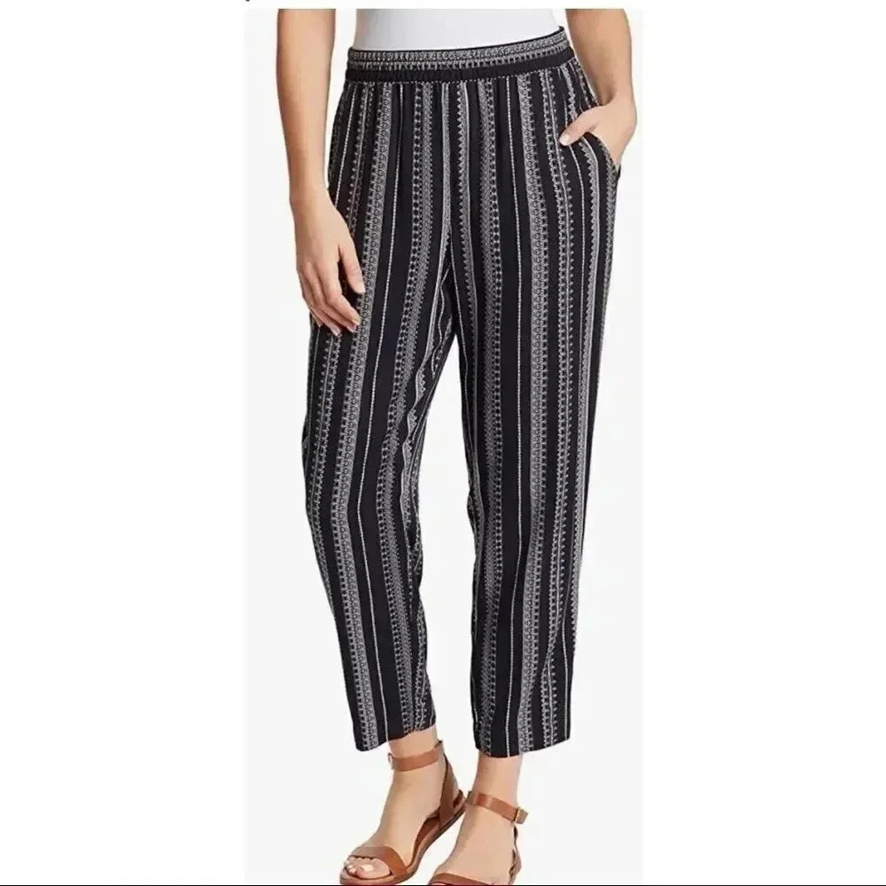 Jessica Simpson Soft Printed High Rise Slant Pocket Pant Black Viscose SZ Small